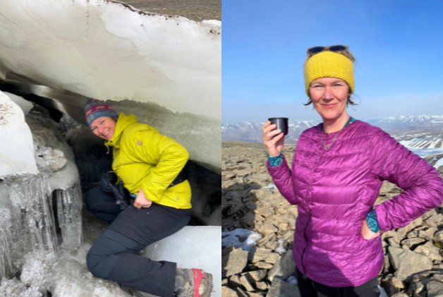 Lise sampling ice underneath Foxfonna Glacier at Svalbard Lise sampling ice underneath Foxfonna Glacier at Svalbard